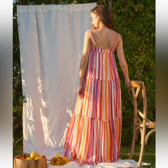 23 Fabulous boho Striped Ruffled Maxi Dress - Picture 2 of 4